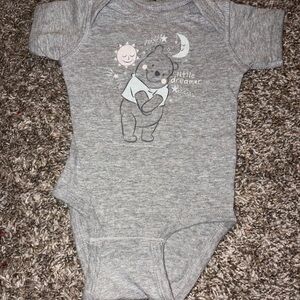 Little Dreamer Pooh Bear Gray Baby One-Piece Bodysuit